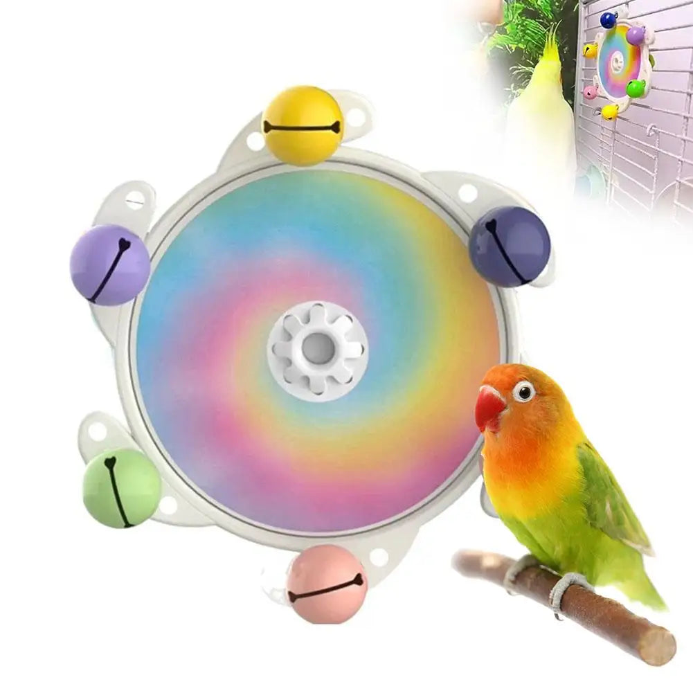Parrot Rotating Chew Toy – Spinner Wheel with Bells & Ball Bird Cage Toy Oasis Select