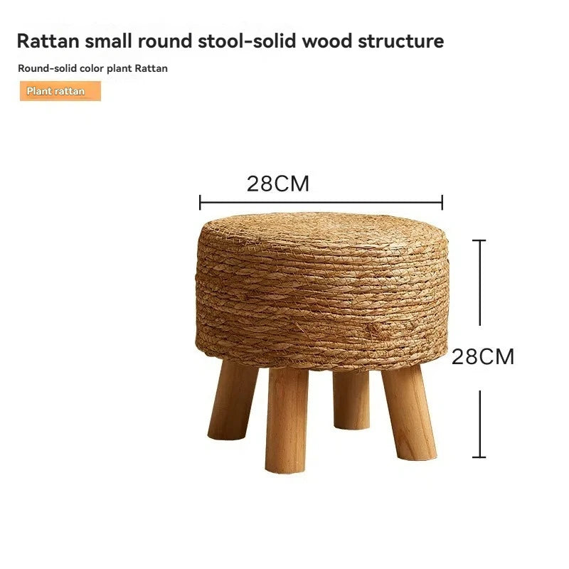 Grass woven stool, rural low stool, rattan woven shoe changing stool, thickened woven seat cushion stool Oasis Select Circular Type A