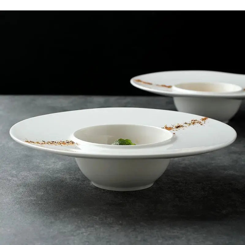 Round Ceramic Dinner Plate Cooking Dishes Soup Basins Home Kitchen Solid Color Tableware Salad Snack Dessert Tray Oasis Select
