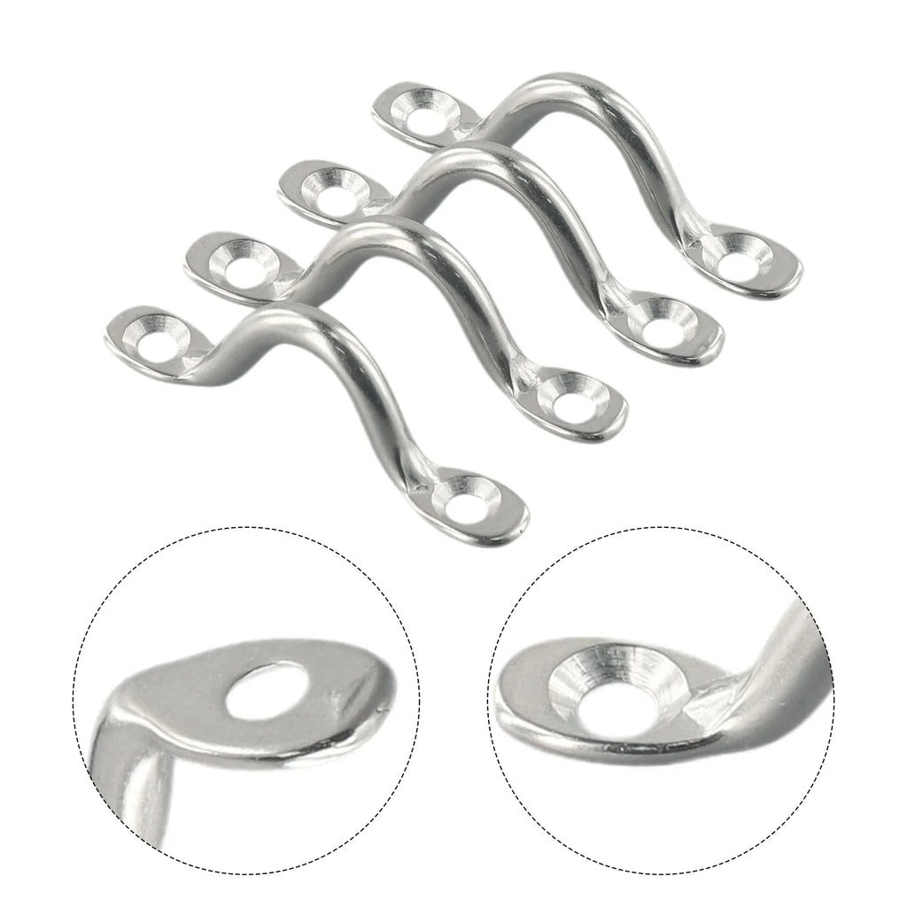 4Pcs Handle 5mm Stainless Steel Wire Eye Straps Boat Marine Tie Down Fender Hook Canopy Engines Accessories Stainless-Steel Oasis Select