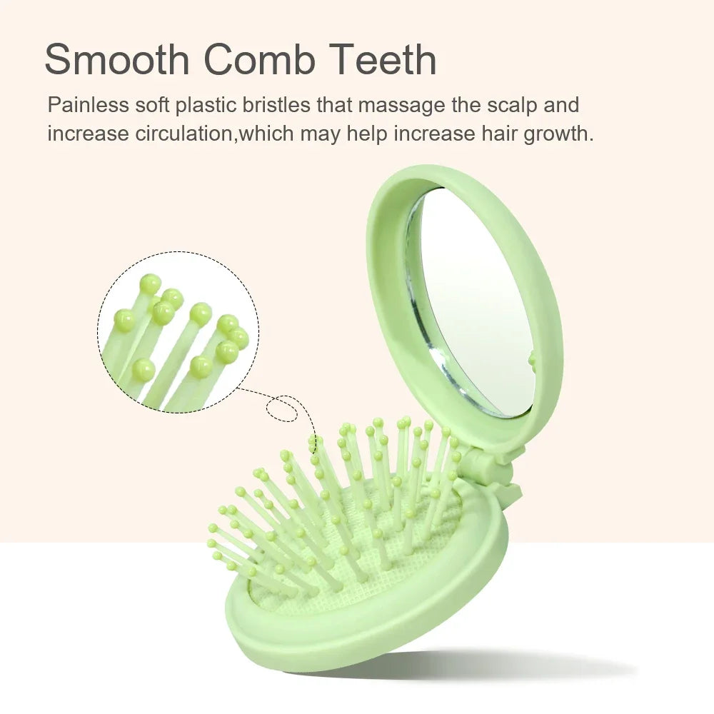 Folding Airbag Hair Comb with Mirror – Anti-Static & Scalp Massage Folding Hair Comb Oasis Select