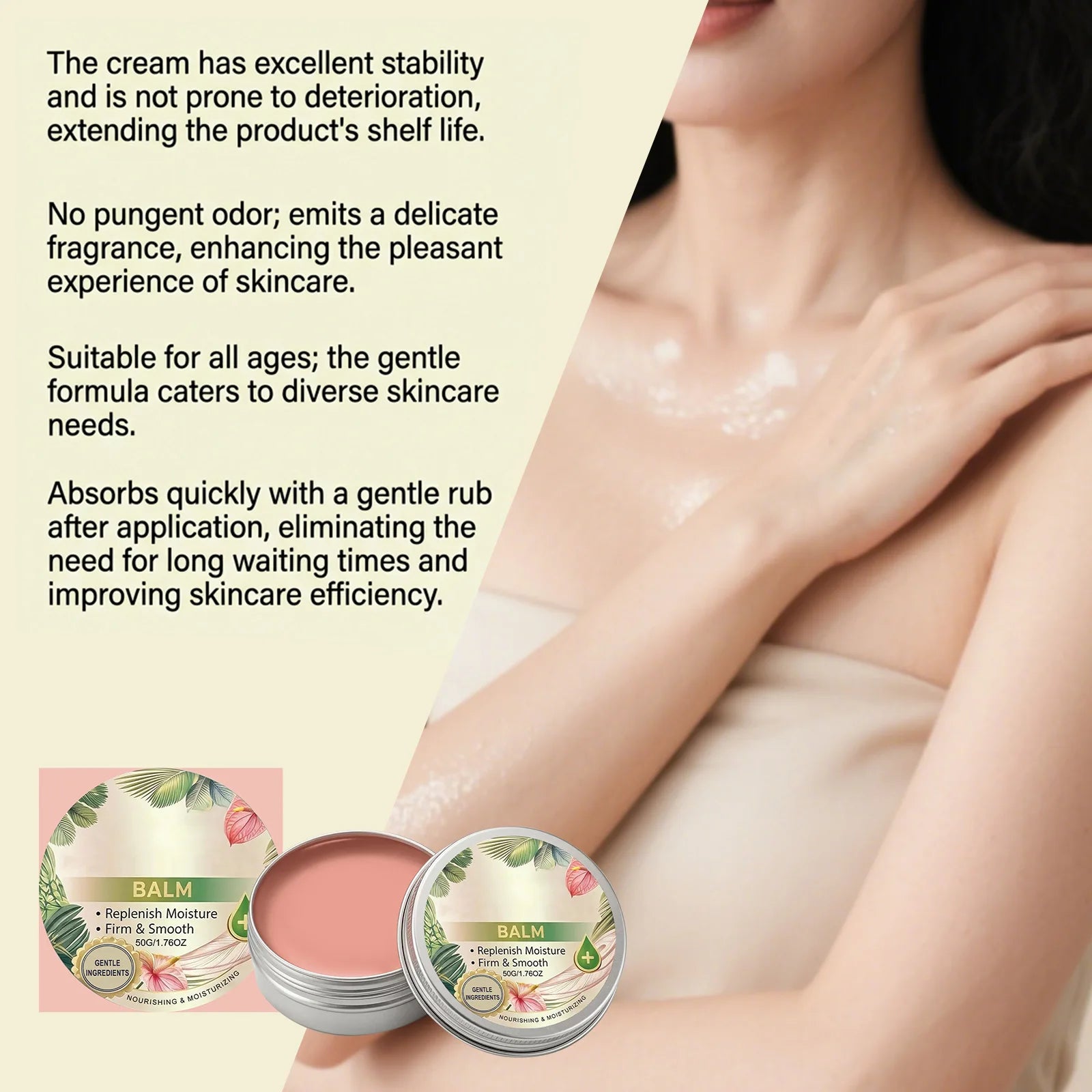 Organic Herbal Soothing Cream for Face Body Sensitive Skin Calm Irritation Sunburn Repair Hydrating Non-Greasy Skin Care Oasis Select
