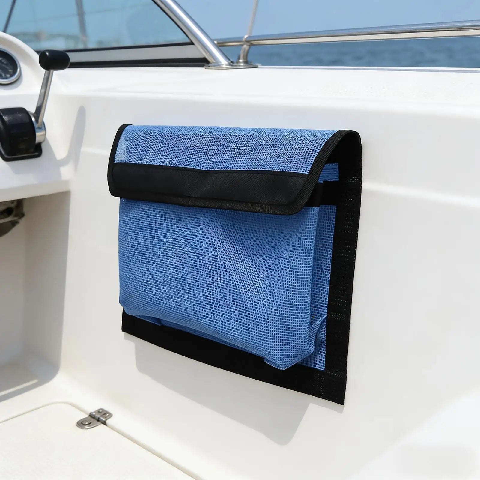 Boat Storage Mesh Bag Self-adhesive Boat Storage Bag with Lid Multifunctional large capacity Boat Marine Mesh Bag Organizer Oasis Select