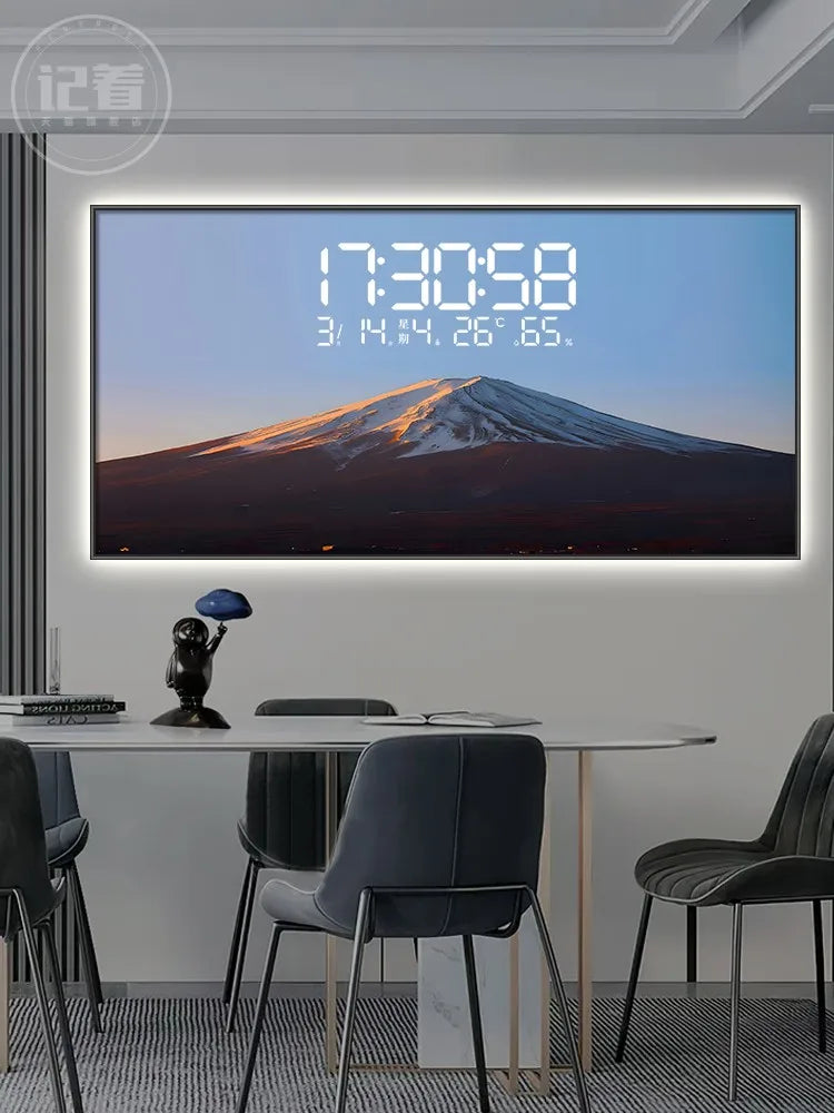 Permanent Calendar Electronic Wall Clock Guest Restaurant Decorative Painting Large Screen LED Lights Plug-in Wall Clock Oasis Select