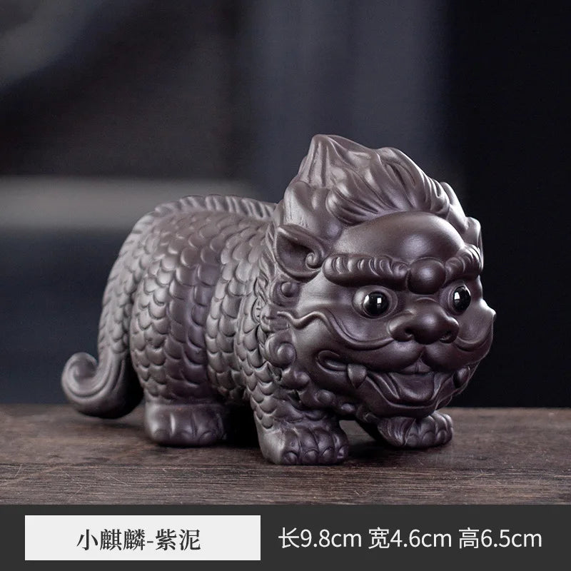 Lucky Purple Clay Cute Pixiu Tea Pet Ornament Premium Nurturable Creative Personalized Tea Play Tea Table Tea Set Accessories Oasis Select Kirin-purple Clay