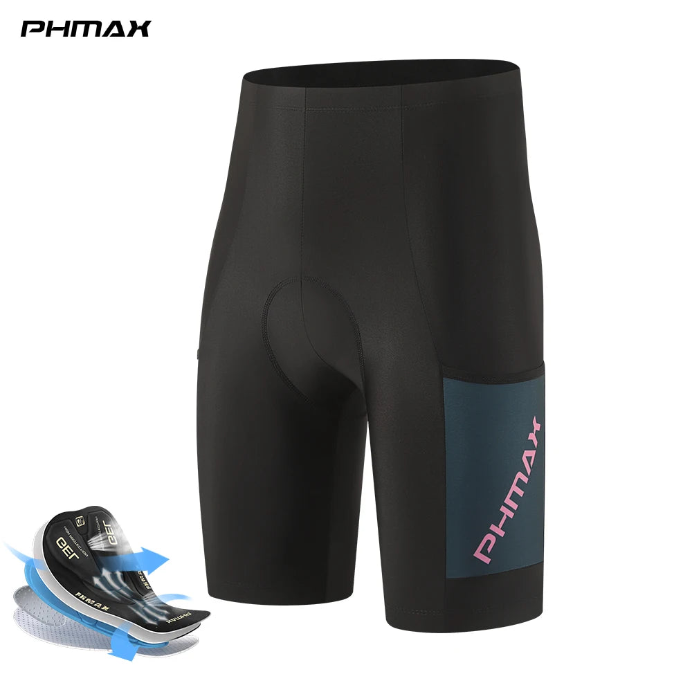 PHMAX Men's Padded Cycling Shorts 5D Silicone Gel Pad Bicycle Shorts Breathable Quick Drying MTB Bike Shorts with Pockets Oasis Select PM-DK-44501 XXL