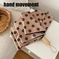 Hand Movement Retro Dot Folding Umbrella With Sun Protection and UV Protection Black Rubber Sun Umbrella Portable Sun Umbrella Oasis Select coffee
