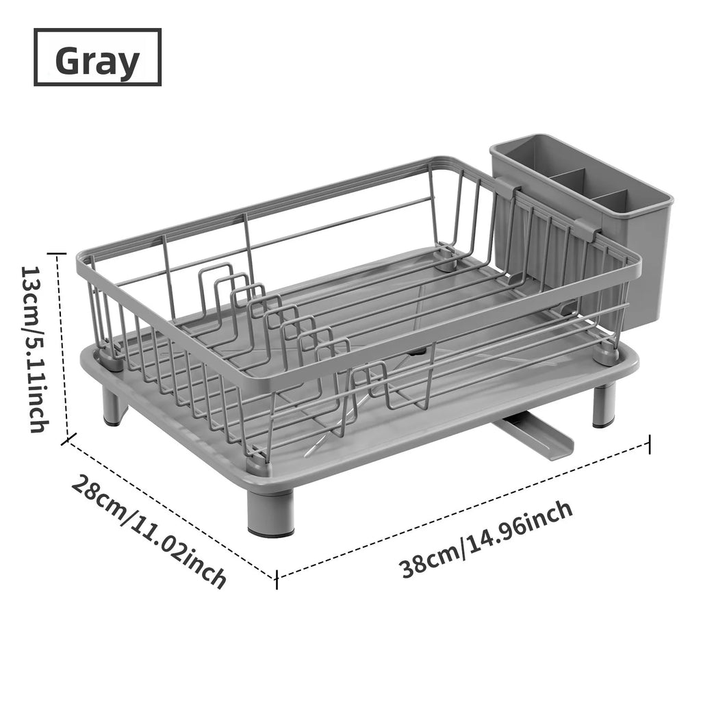 Kitchen Dish Storage Rack Dish Drain Rack Ash Powder Drain Basket Sink Dish Shelf Oasis Select grey trumpet