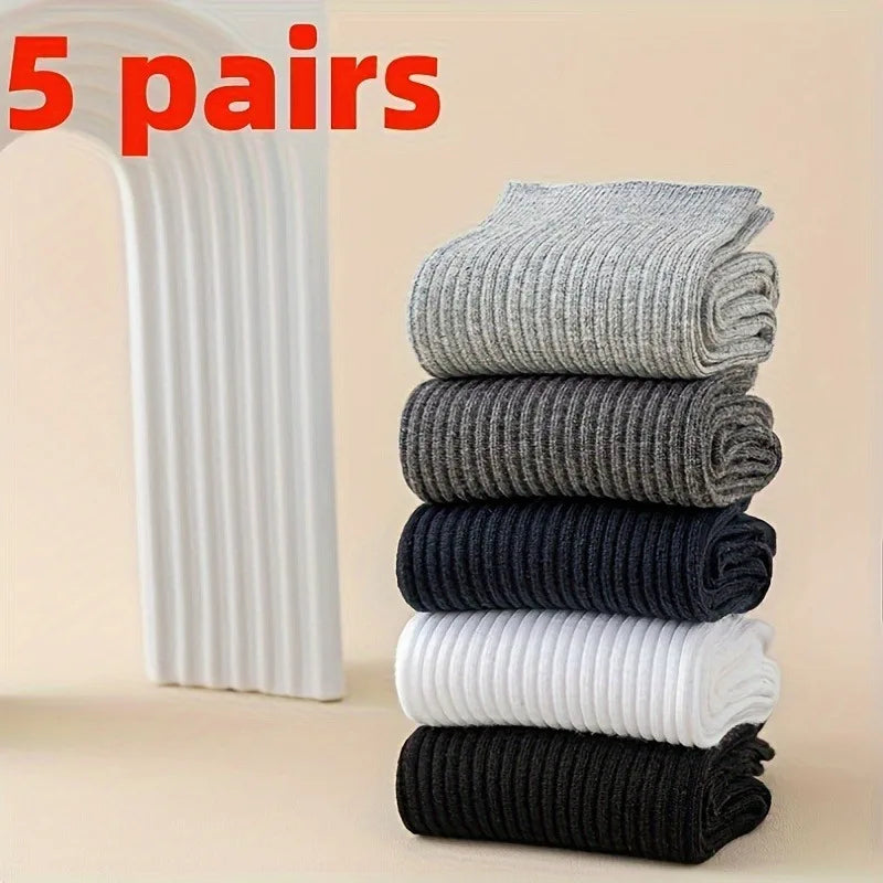 Men's Socks 5-Pair Set - Breathable and Soft, Suitable for All Seasons, Suitable for Casual Sports, Business Dress Oasis Select