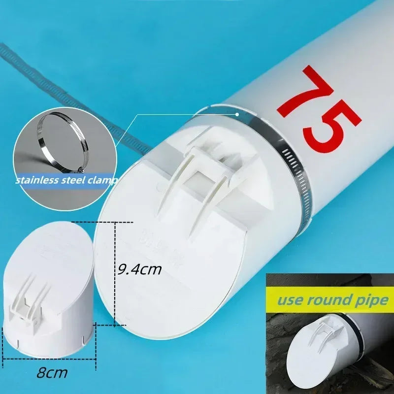 50-160mm Drainage Pipe Floor Drains Anti Backflow Anti Odor Insect-proof Rain Pipe Cover Cap Plug Outdoor Drainage Sewer Device Oasis Select 75mm