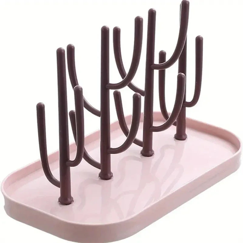 Baby Tree-shaped Milk Bottle Drain Rack, Dust-proof Milk Bottle Holder, Cup Drain Rack Easter Gift Oasis Select Pink