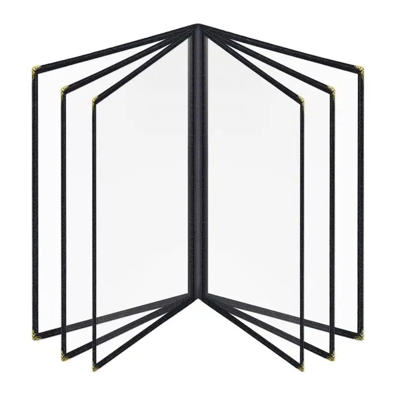 Foldable A4 PVC Menu Cover Transparent Double Panels Reusable Holder for Family Gathering Dinner Party Oasis Select Black 6 Pages