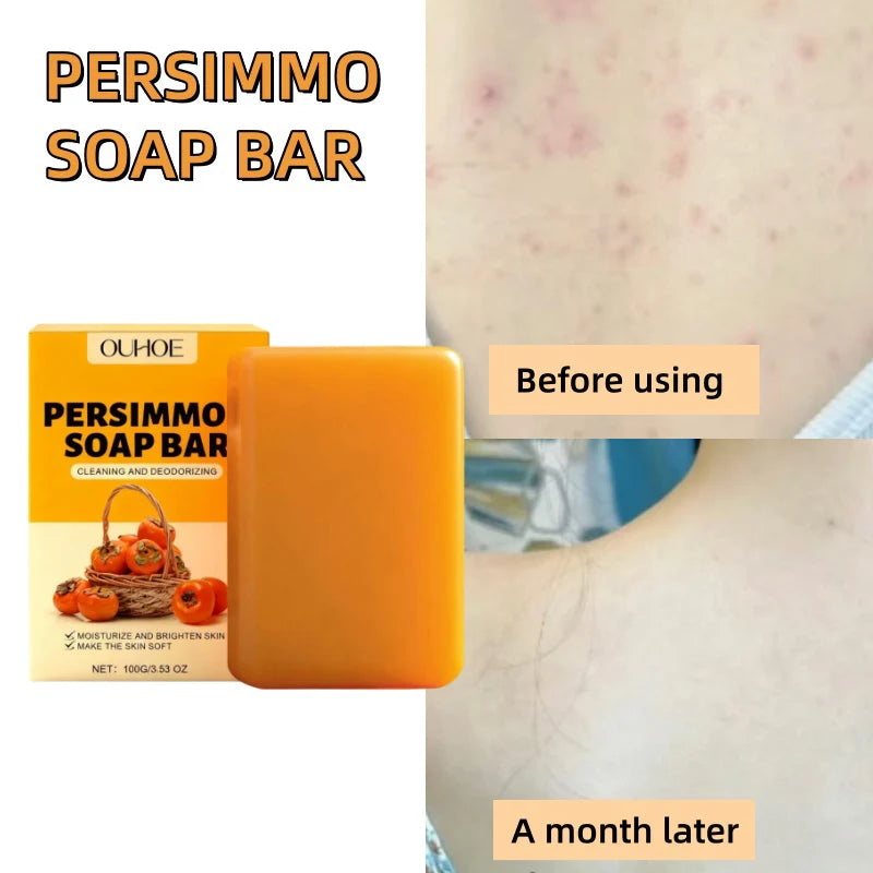 Persimmon Fruity Aroma Honey Bath Soap Bar,Reduce Mature Skin Elderly Odor,Face Body Gentle Cleansing Refreshing Moisturizing Oasis Select