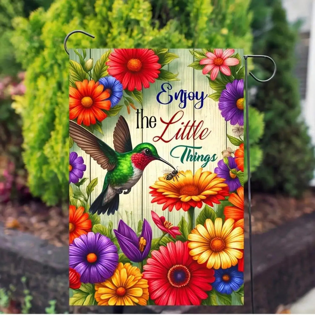 Double-sided garden flag with hummingbird design—for hanging in the yard, home decor, and holiday decorations; no flagpole requi Oasis Select