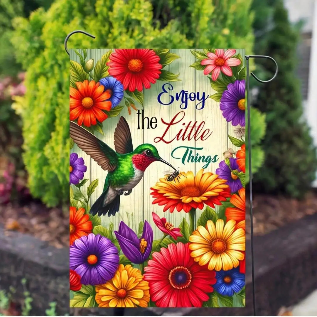 Double-sided garden flag with hummingbird design—for hanging in the yard, home decor, and holiday decorations; no flagpole requi Oasis Select