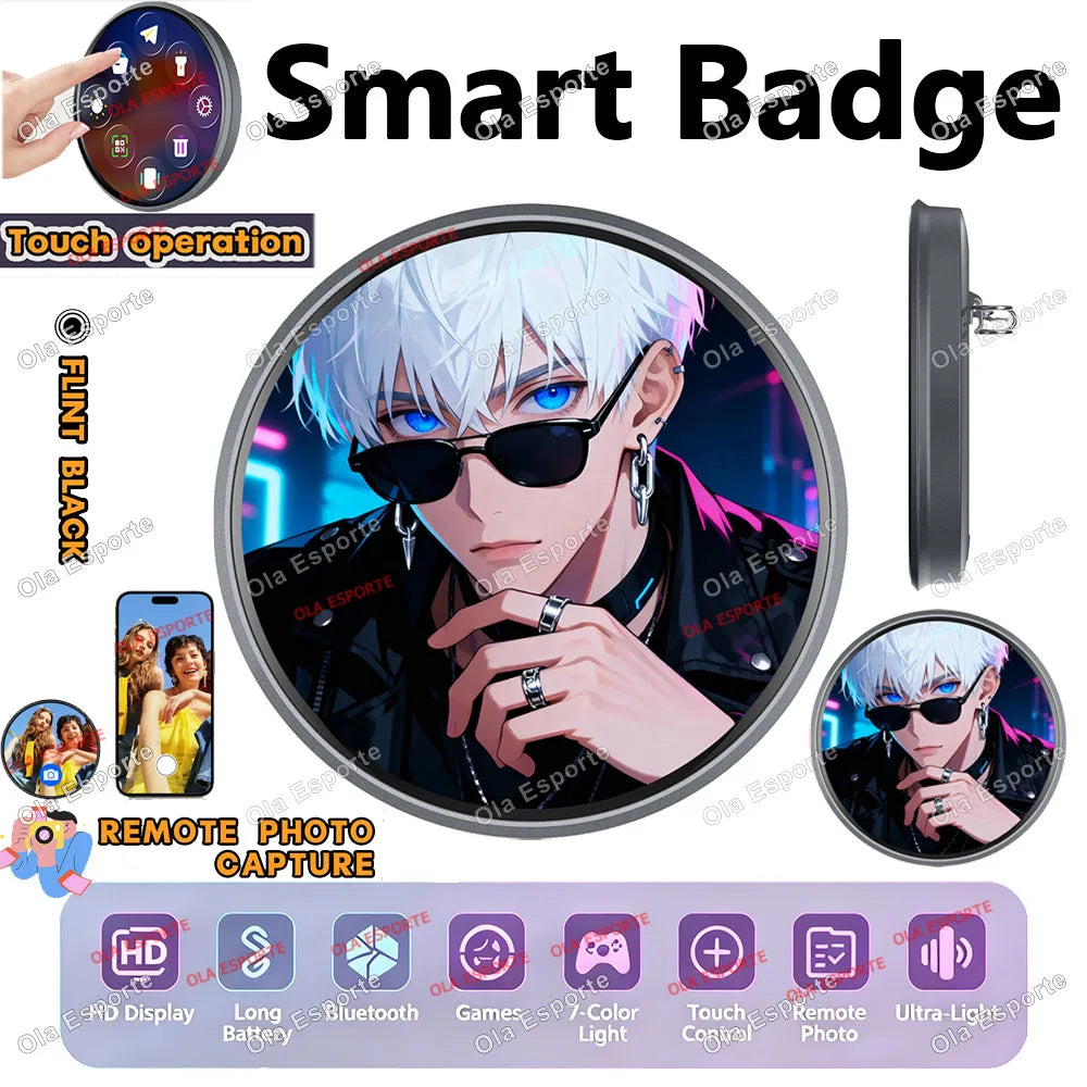 Anime Smart E-Badge | 1.85" LED Touch Screen Display Pin