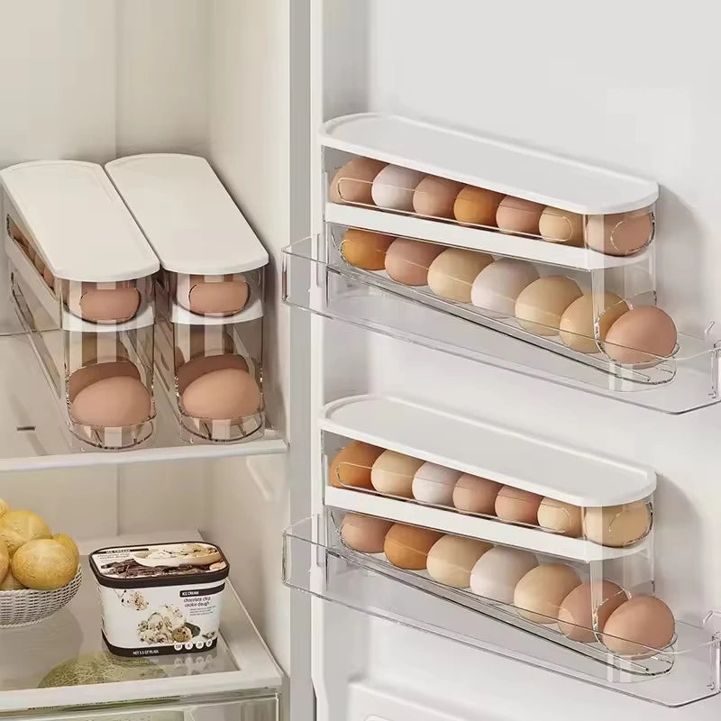Egg Dispenser, Suitable for Refrigerator, Kitchen Storage Organizer, Countertop, Transparent Double Layer Egg Dispenser Holder Oasis Select