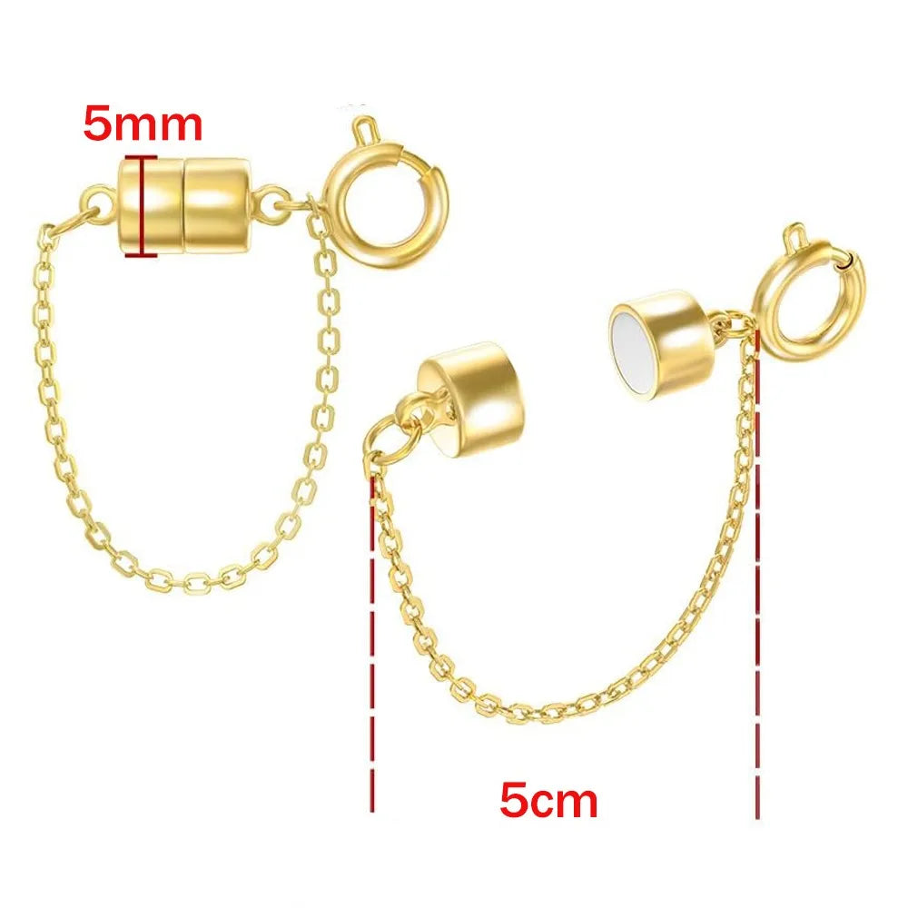5Pcs Magnetic Bracelet Clasps and Closures with Safety Chain Never Fall Bracelet Extender Converter Magnetic Clasps for Women Oasis Select