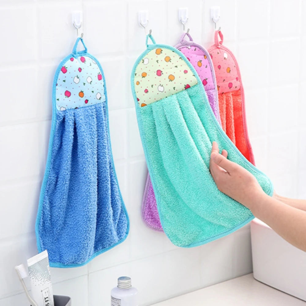4pcs Wipe Hands Towels，Household necessities，Kitchen, bathroom，Quick Dry Wall-Mounted Soft Plush Loops Cleaning Cloths，Lovely Oasis Select