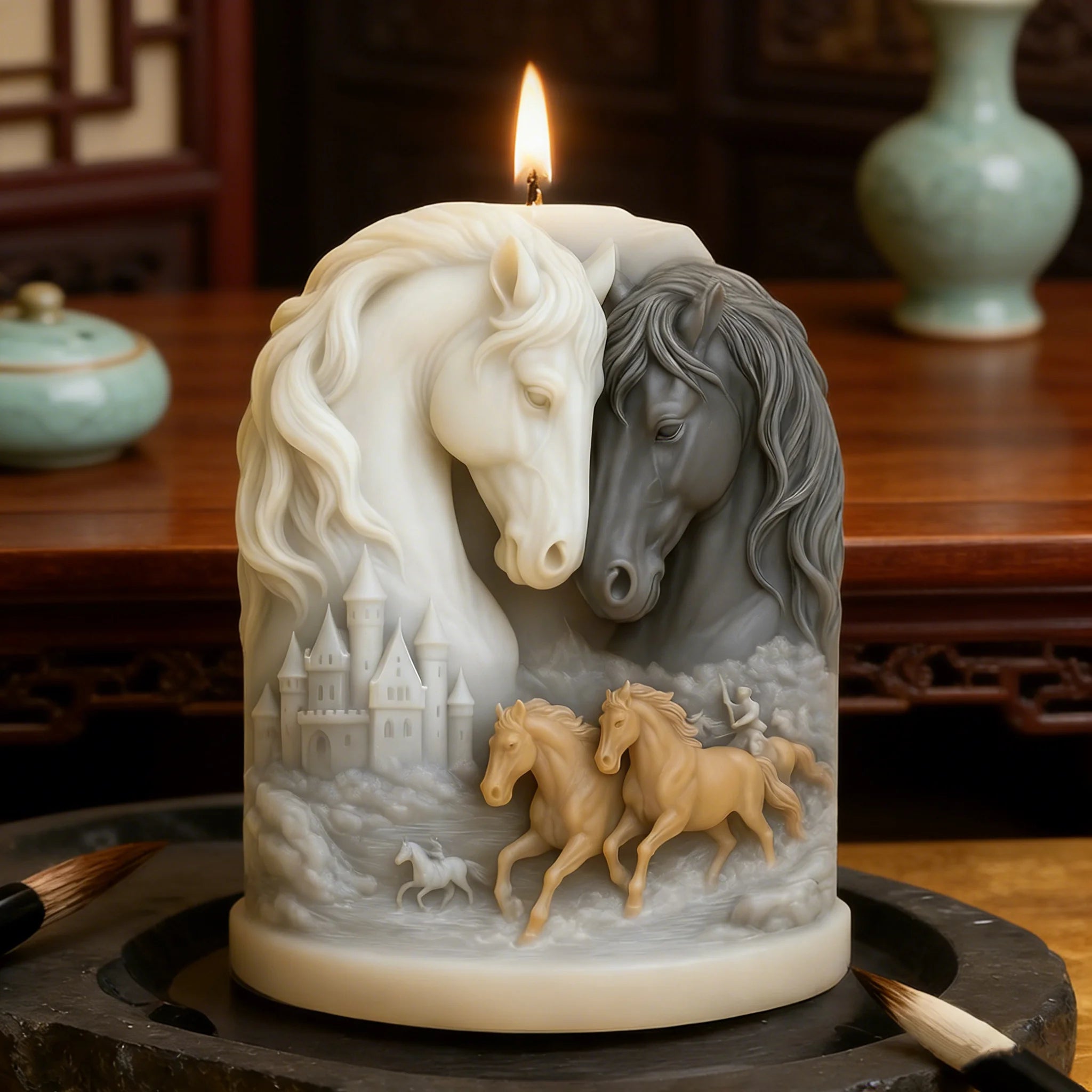 Double Horse Head Silicone Mold – Candle, Soap & Resin Craft