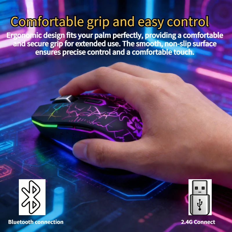 Bluetooth 5.2 Mouse RGB 2.4G Wireless Mouse Dual-Mode Gaming Mouse 6 Buttons Silent Mouse For MacBook Tablet Laptops Computer Oasis Select