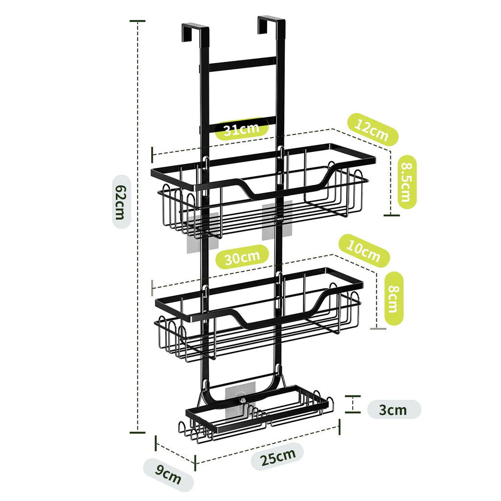 No punching bathroom rack, door rear rack, wall hanging layered hanging basket shelf, toilet shower room storage rack Oasis Select black
