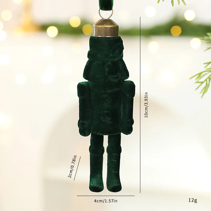Flocked Nutcracker Soldier Christmas Tree Hanging Ornament