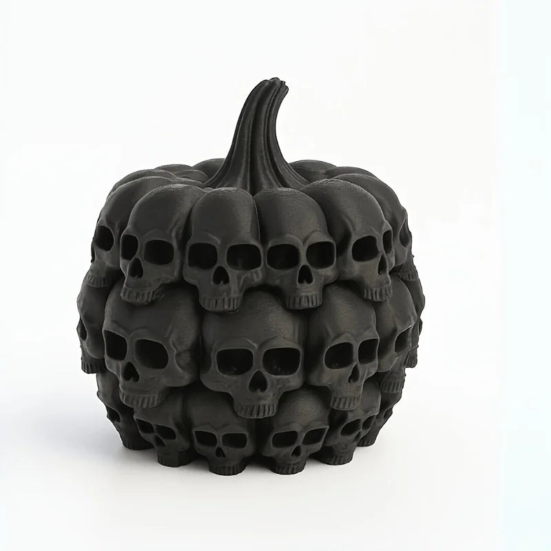 Black Skull Pumpkin Decorations Gothic Halloween Decorations Skeleton Stacked Pumpkin Statues Family Party Horror Theme Gifts Oasis Select black
