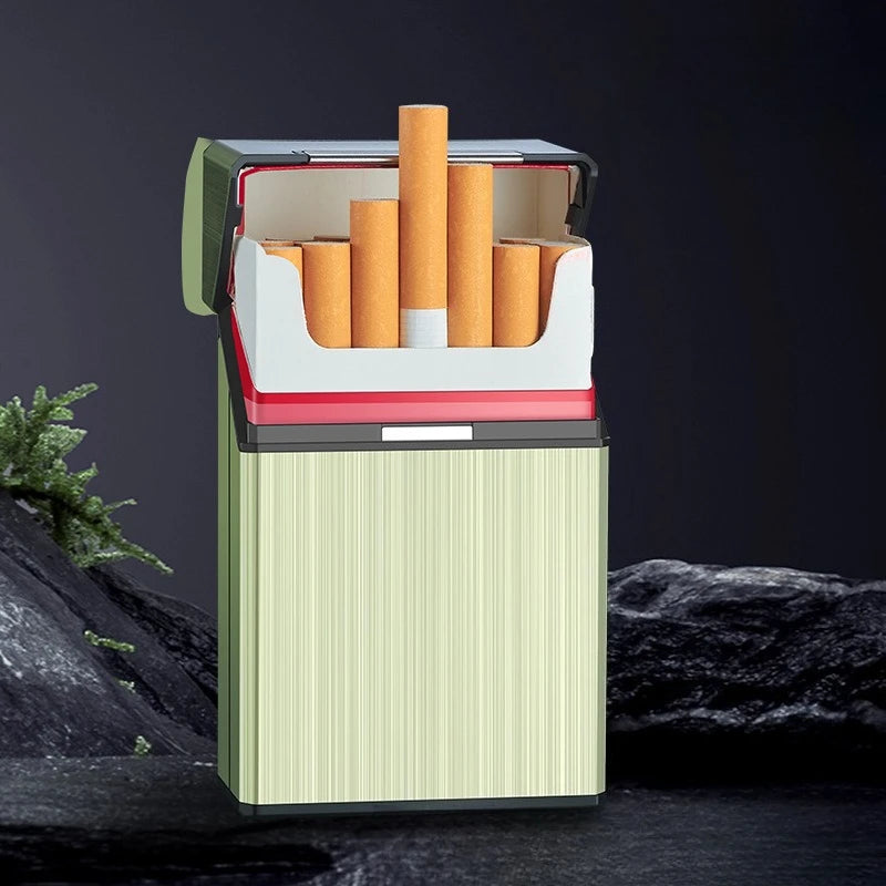 Portable Slim Aluminum Cigarette Case Regular King Size Plastic Cigar Tobacco Holder Box Storage Container Smoking Accessories Oasis Select Golden