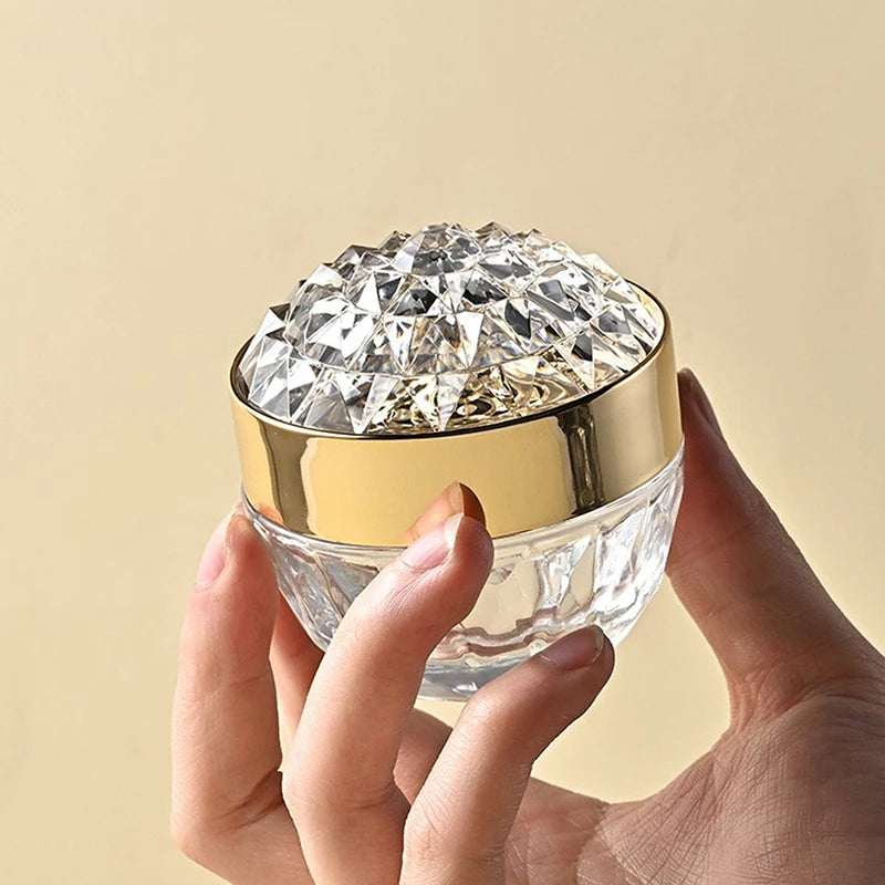 1pcs Luxury Diamond 50g Glass Face Cream Jar With Lid Acrylic Cosmetic Jar Container For Cream Lotion Jars Travel Lotion Bottle Oasis Select