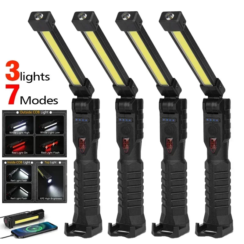 Ultra Bright LED Work Lights Rechargeable Magnetic Hook Camping Lamp Built-in Battery Repair Flashlight Portable Output Lanterns Oasis Select