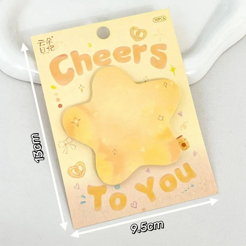 30 Sheets of Paper Special-shaped Notes Ins High-value Students Simple Korean Sticky Message Journaling Stationery Stickers Oasis Select A