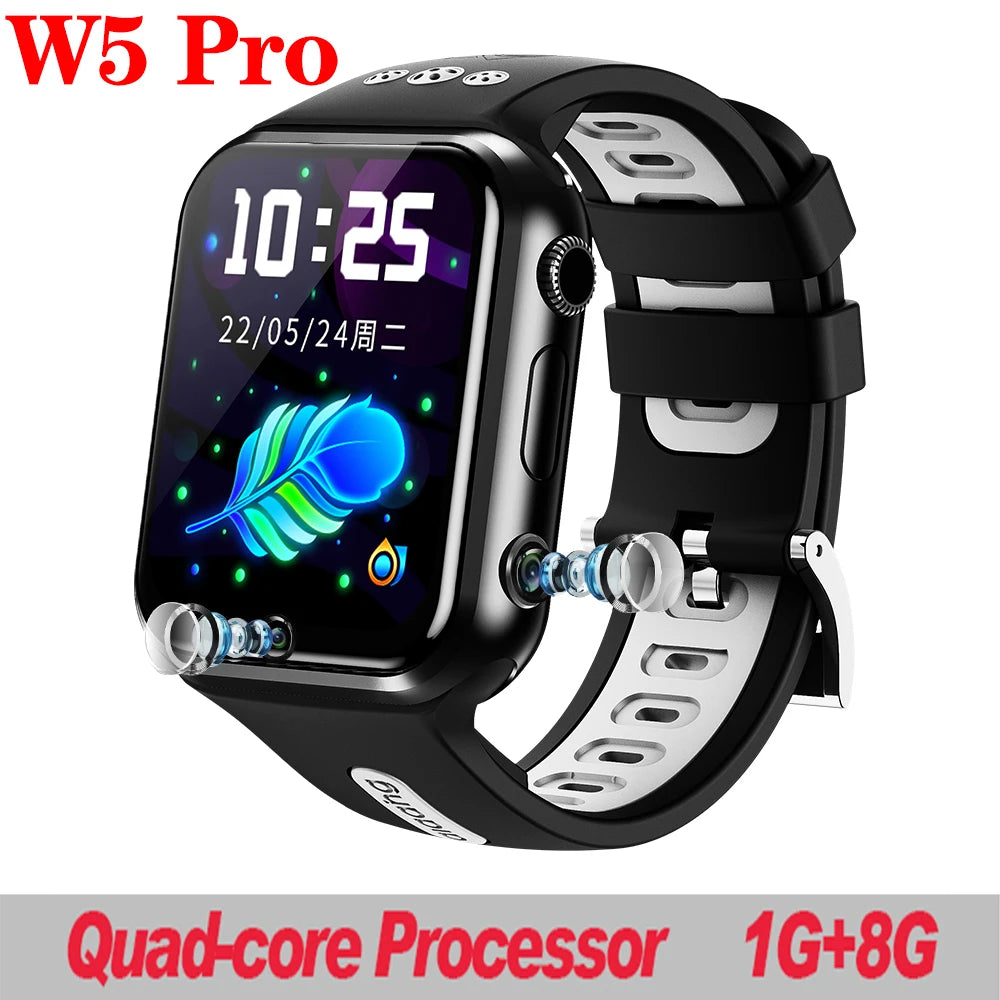 4G Smart Watch Kids GPS Positioning Dual Camera Smartwatch Student Clock Wifi Internet Boy Girl Video Calls 1+8/2+16 SIM Card Oasis Select W5Pro-BKGRS-8G standard
