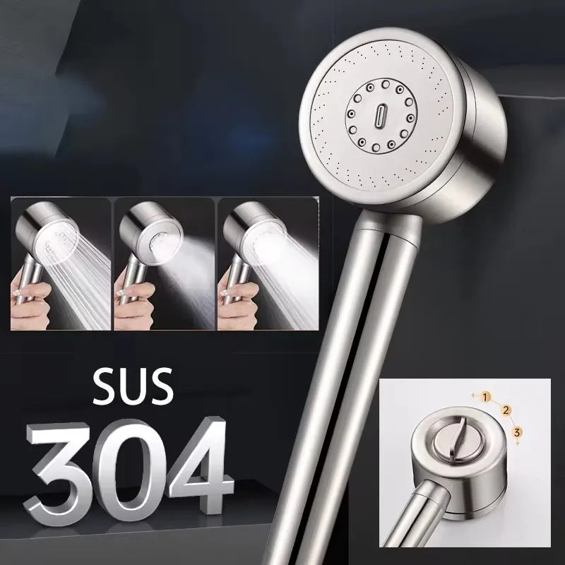 Upgraded 304 Stainless Steel Shower Head 3 Modes Adjustable High Pressure Sprayer Anti-Fall Shower Head Bathroom Accessories Oasis Select