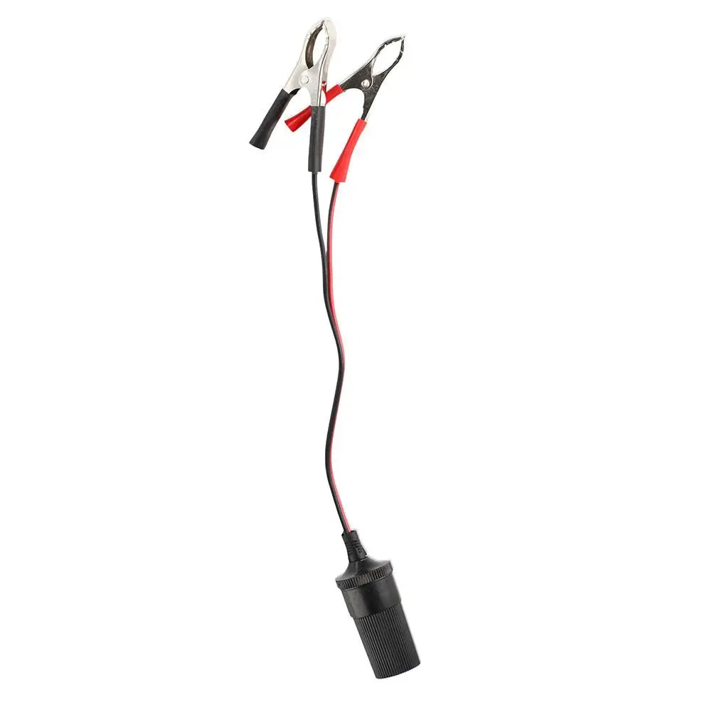 12V/24V Battery Clip-On Cigarette Lighter Socket Adapter