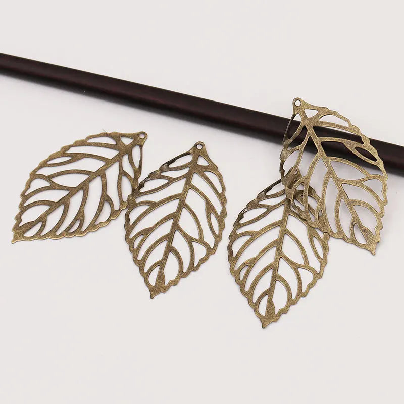 50pcs 3 Size Hollow Gold Tree Leaf Charms Pendants Beads for DIY Necklace Bracelet Jewelry Making Findings Oasis Select