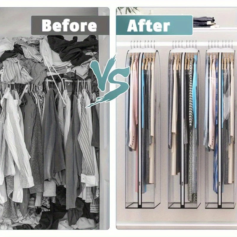 Sturdy Plastic Garment Bags with Zipper, Hanging Closet Storage for Coats,Jackets,Shirts,Wardrobe Protectors Hanging Organizer Oasis Select
