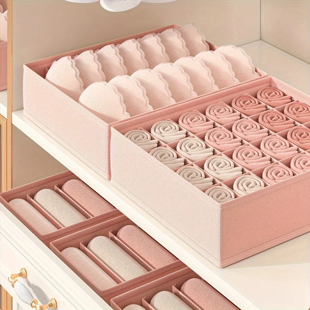 3pcs Space Saving Underwear Organizer Multi-Compartment Drawer for Bras, Panties Socks Closet, Bedroom Storage Boxes Oasis Select