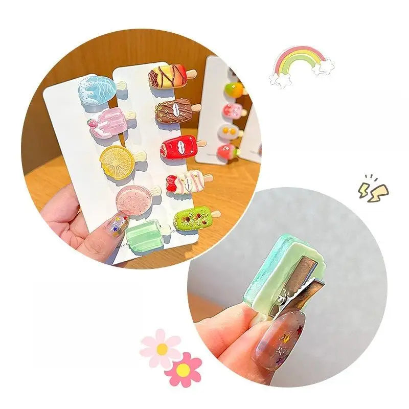 10Pcs Ice Cream Mini Duckbill Hair Clips for Women | Cute Set Hair Clips Set Oasis Select