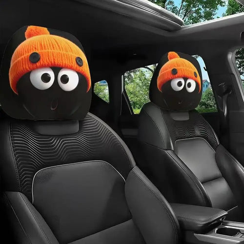 2-Pack Cartoon Smiley Face Car Headrest Covers – Washable Car Headrest Cover Oasis Select
