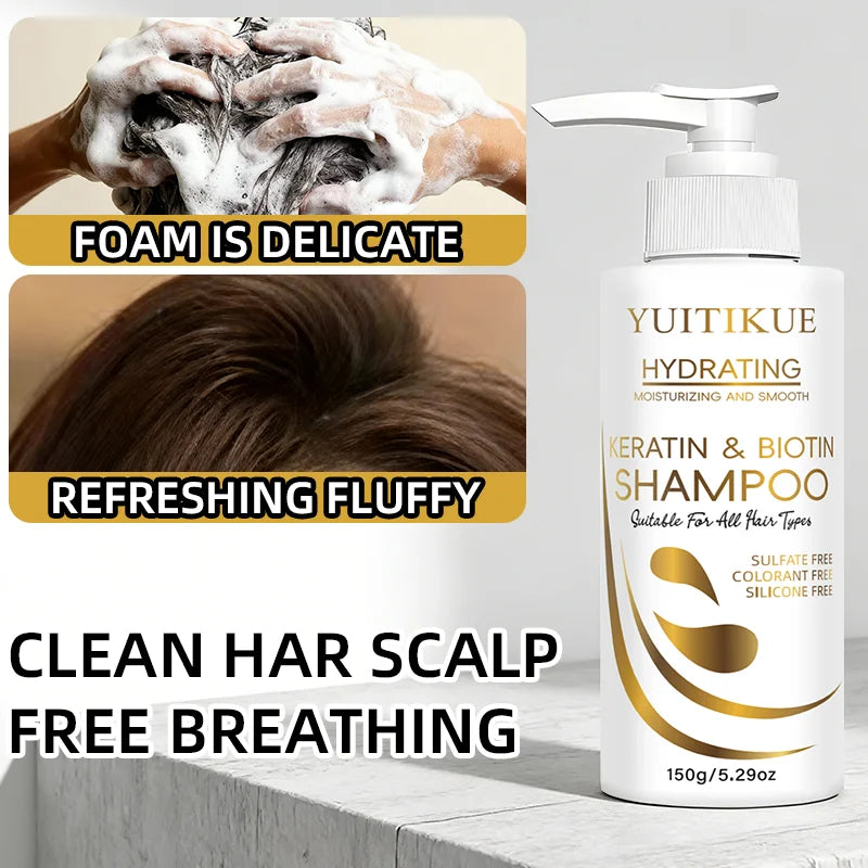 YUITIKUE Keratin & Biotin Shampoo – Smooth, Glossy Hair