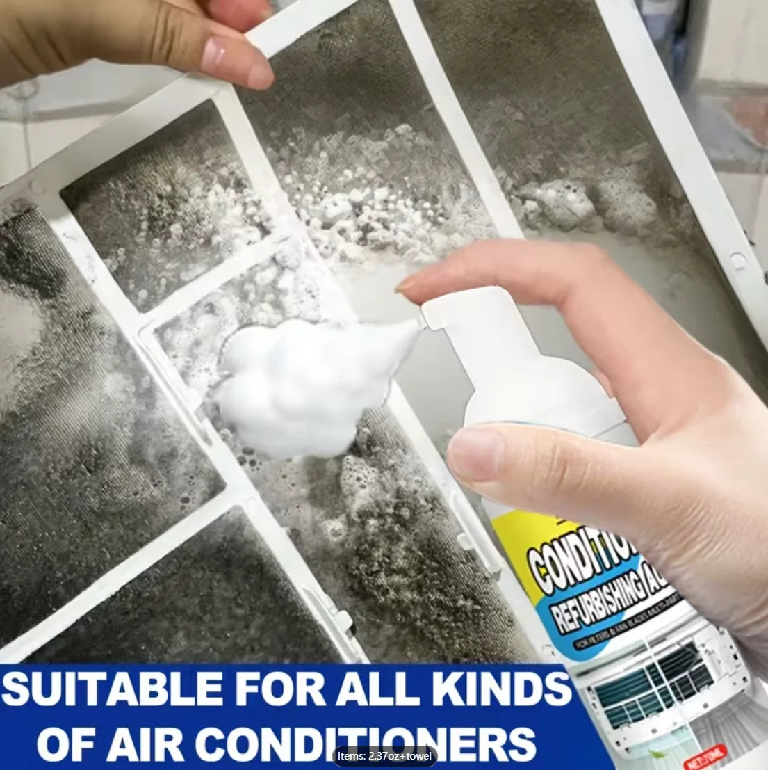 All Types Air Conditioner Cleaner - Surface Renovation Filter Polishing - No Hand Washing Required for Easy Maintenance Oasis Select