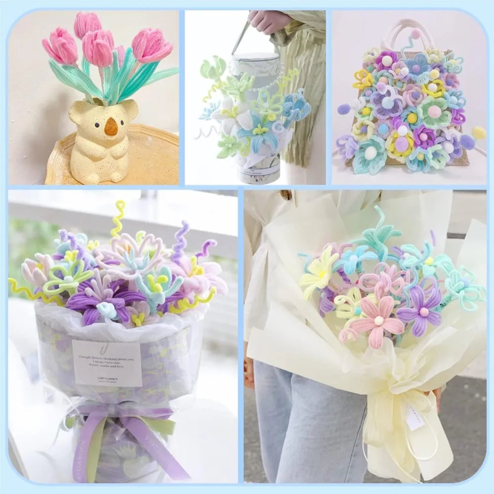 100pcs Mix Color Craft Wire for Handicrafts Twisting Stick DIY for Bouquets Halloween Christmas Easter Hair Jewelry Making Oasis Select