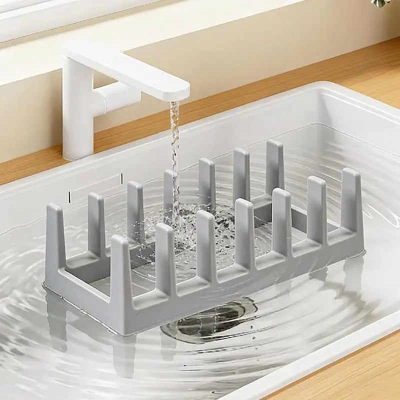 6 Grid Kitchen Organizer Rack Space-Saving Drying Storage Tray For Pots Pans Lids & Cutting Boards- Durable Countertop Organizer Oasis Select