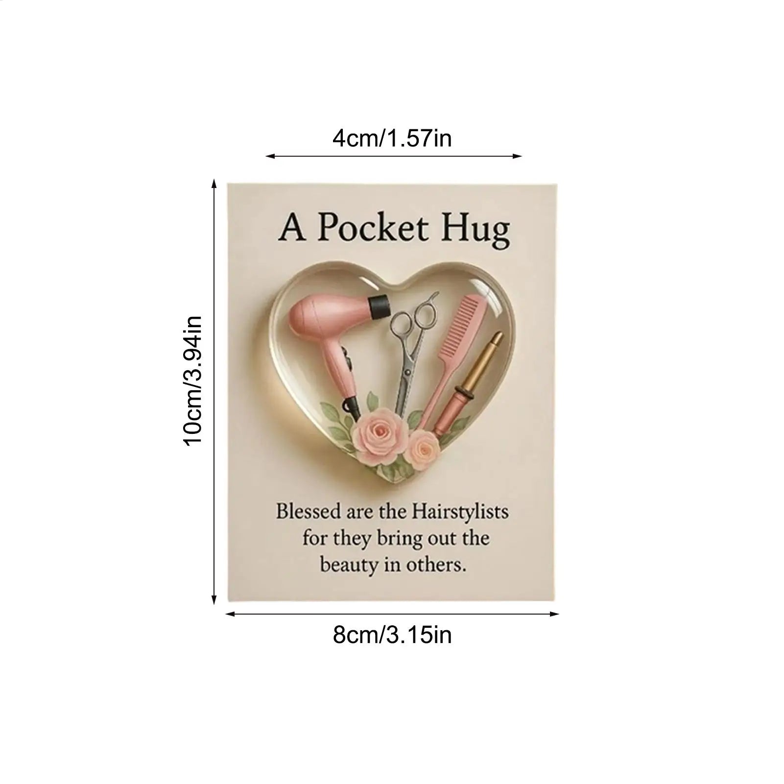 Christmas Hug 2D Heart Shaped Hairdresser Home Decor Appreciation Inspirational Pocket Card for Men Barber Hair Stylist Birthday Oasis Select