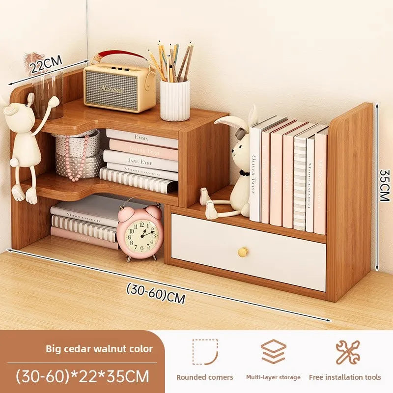 Desktop bookshelf storage shelf office storage shelf simple desk multi-layer telescopic shelf home desk small bookcase Oasis Select 19