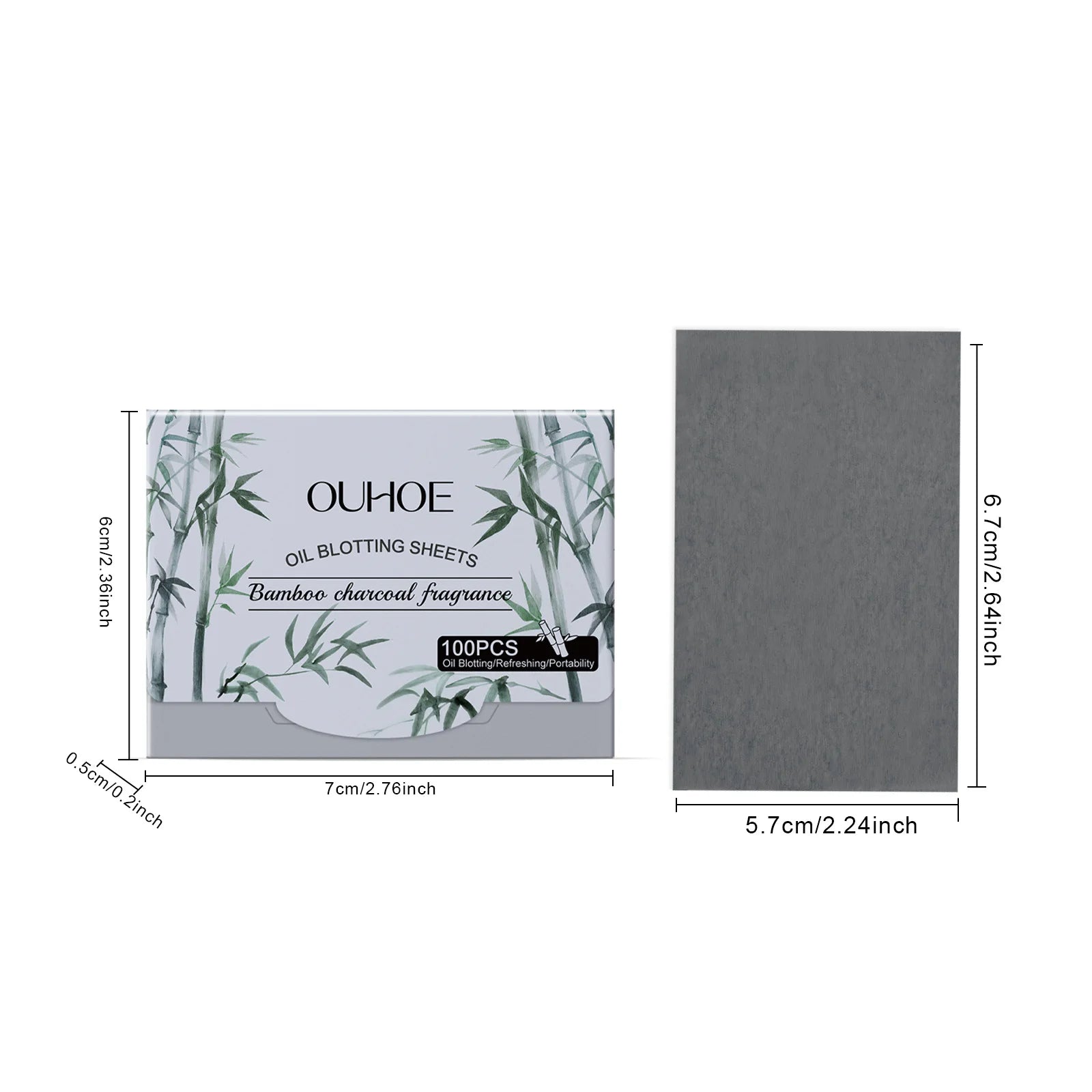 100pcs Bamboo Charcoal Oil Blotting Paper Facial Oil Absorbing Sheets Matte Face Oil Control Portable & Gentle for Oily Skin Oasis Select