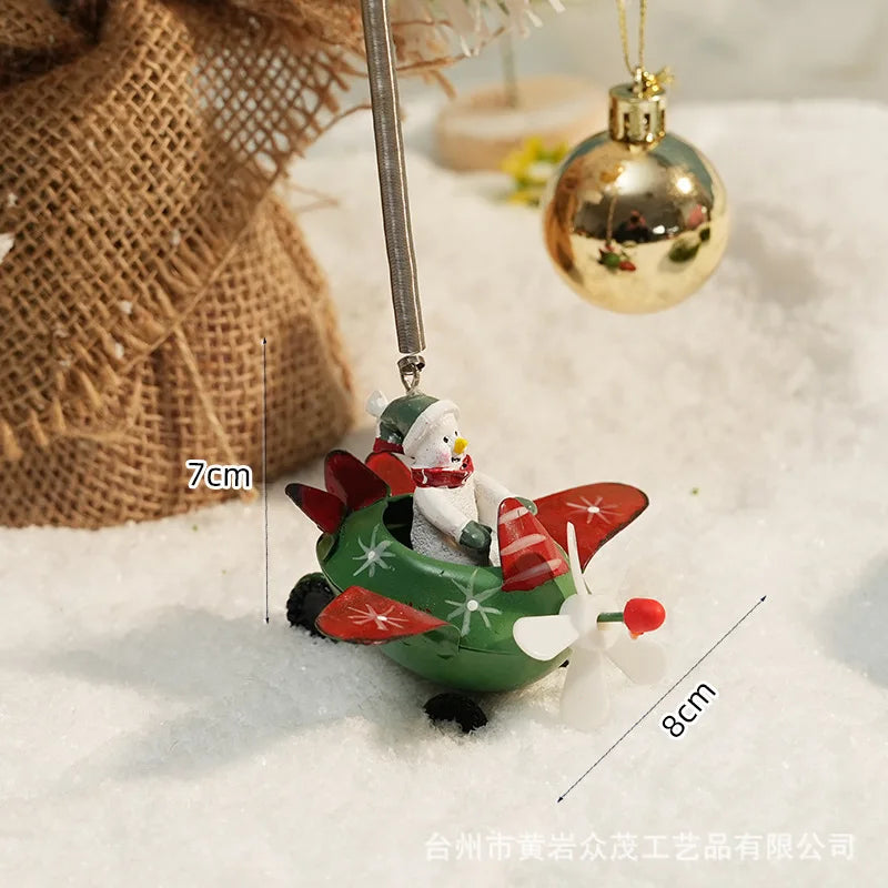 Christmas Ironwork Airplane Pendants Home Iron Handicrafts Snowmen Reindeer Christmas Tree Pendants Oasis Select Style 4