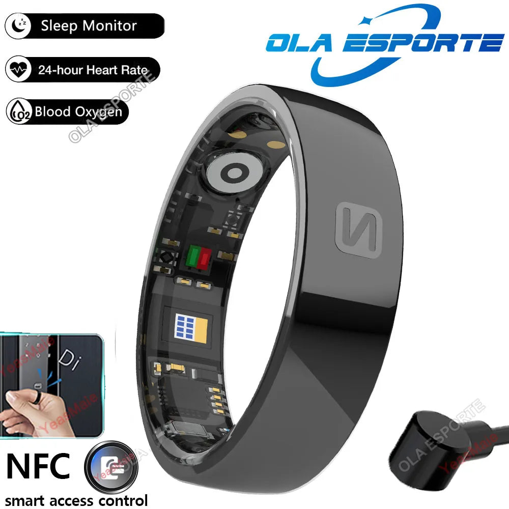 Smart NFC Ceramic Ring – Sleep, Heart Rate & SpO2 Tracker