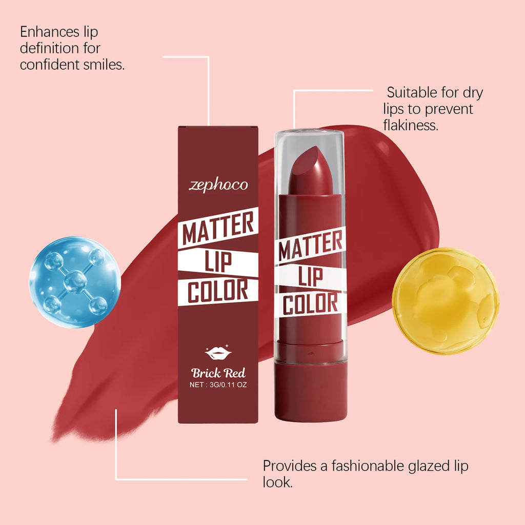 Brick red moisturizing lipstick, gives natural lip color, non-transfer, smooth for everyday use Oasis Select